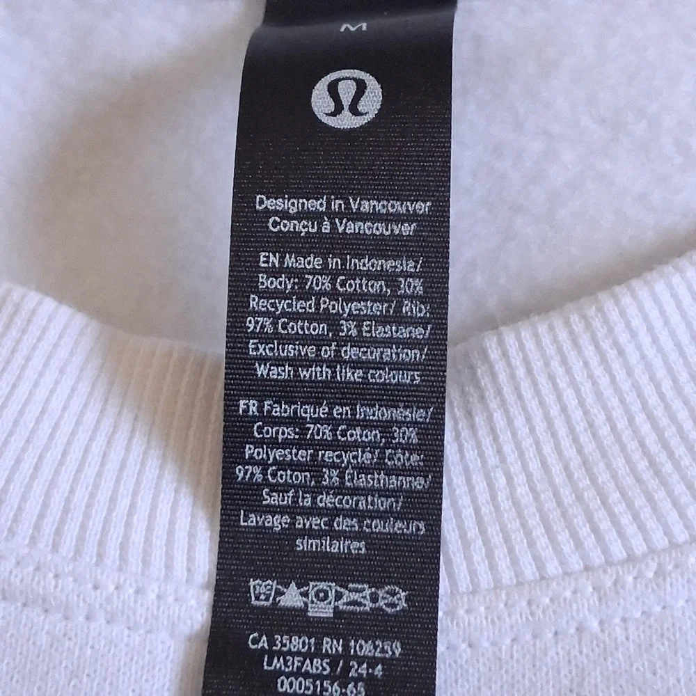 Lululemon Oversized Crewneck Sweatshirt Women Size Medium White Pullover